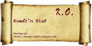 Komán Olaf névjegykártya